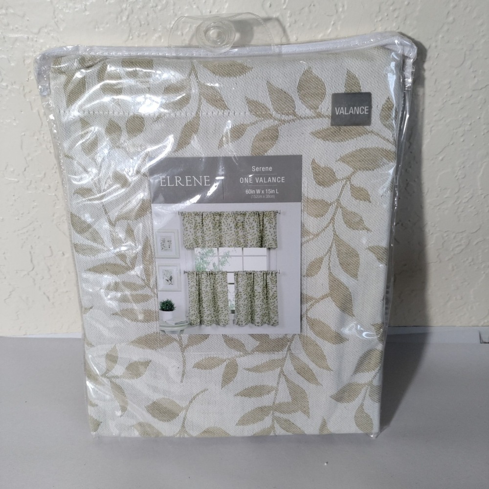 Elrene Serene Valance 60W" x 15L"‎  Cotton-Linen Blend Ivory Botanical